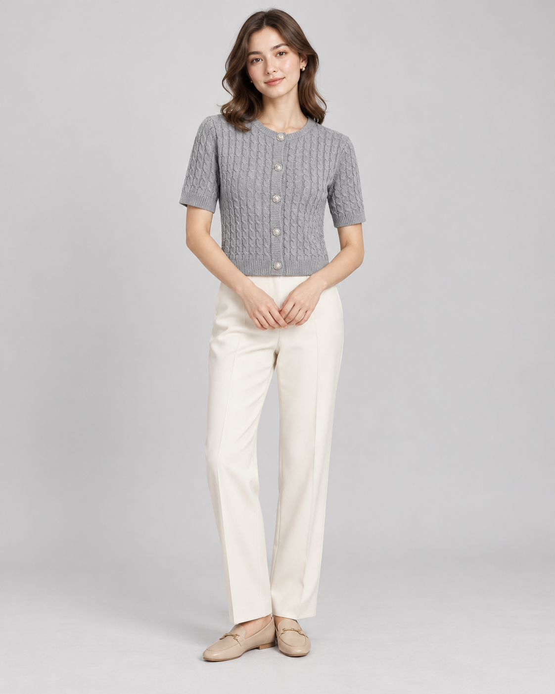 CARDIGAN MANCHE COURTE BOUTONNÉ