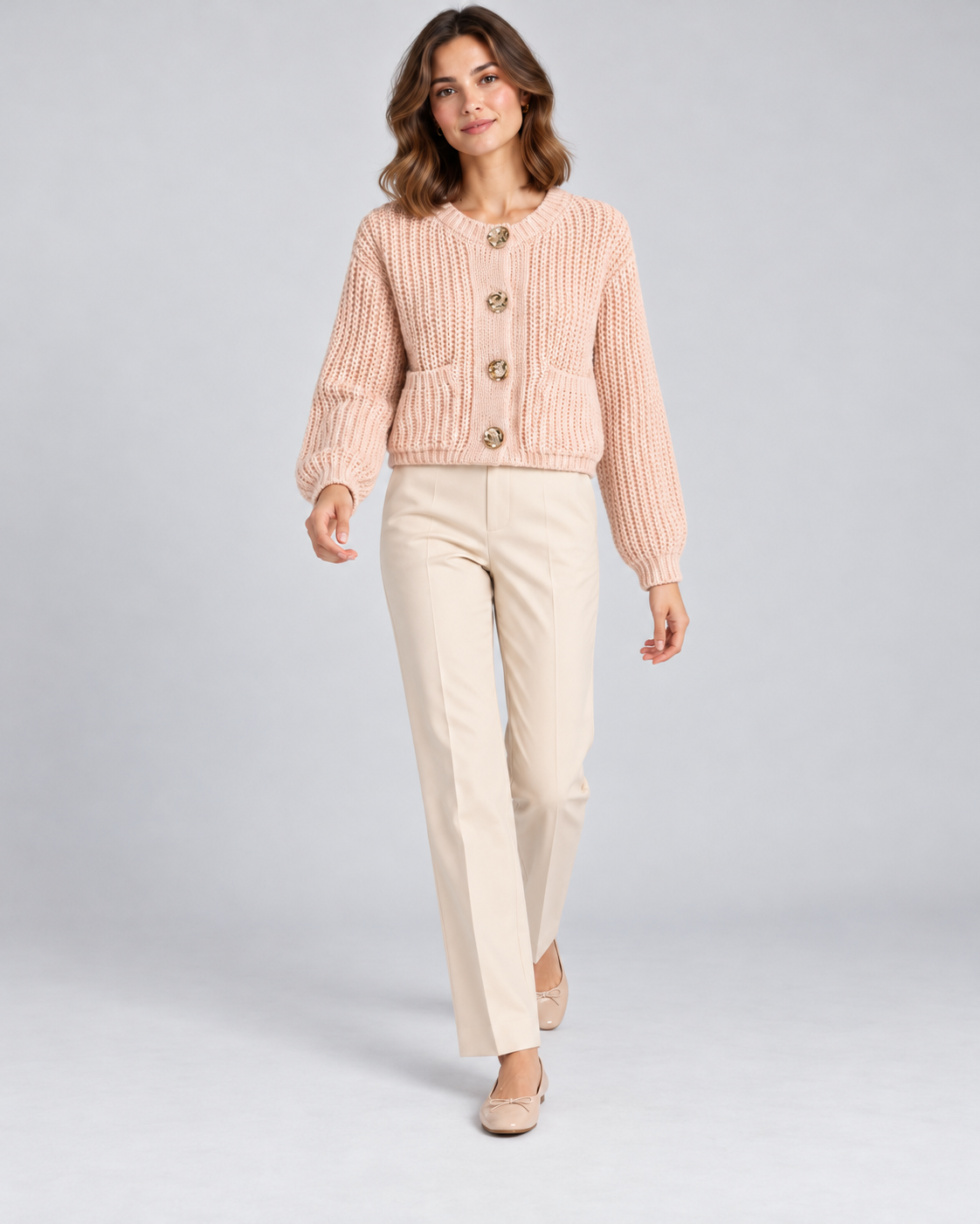 CARDIGAN ÉPAIS UNI BOUTONNÉ