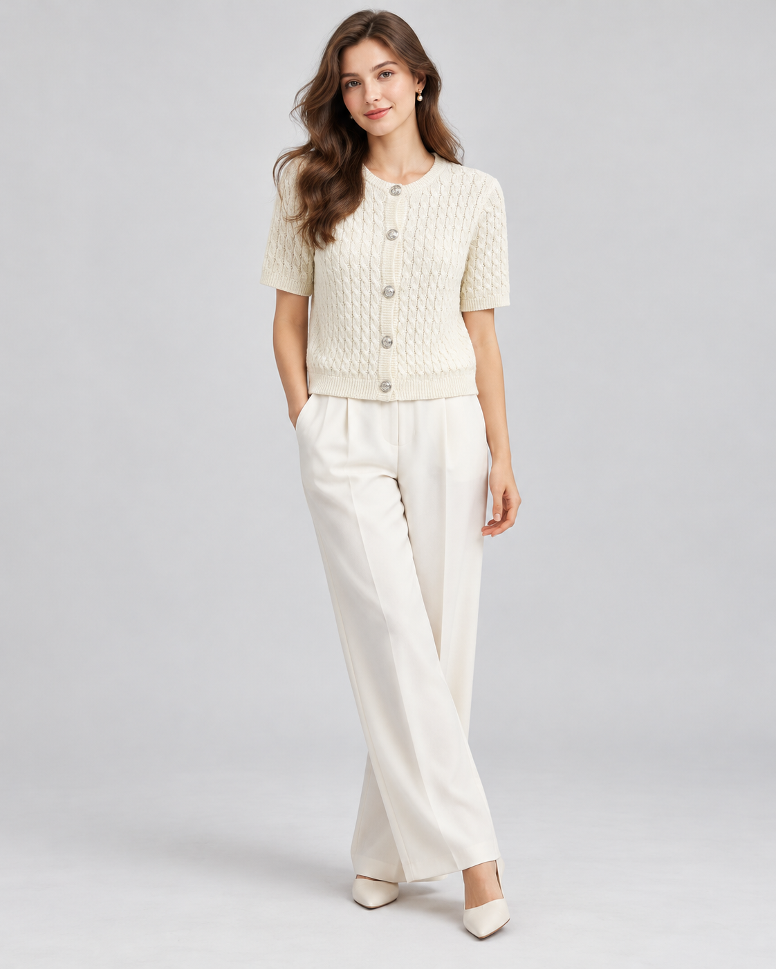 CARDIGAN MANCHE COURTE BOUTONNÉ