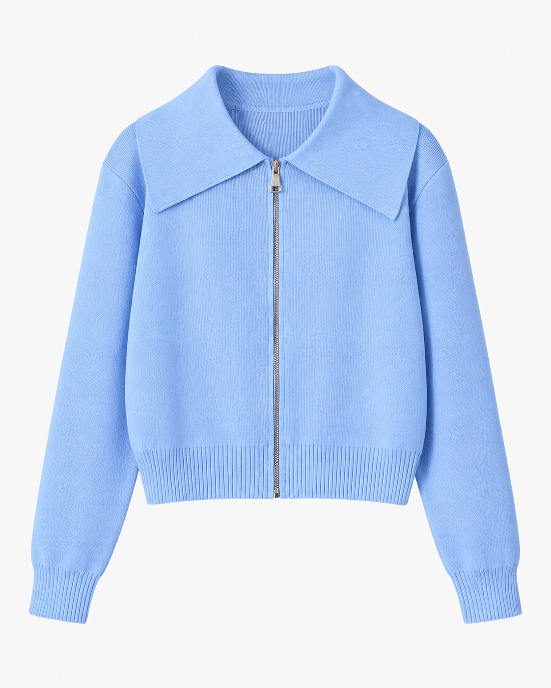 CARDIGAN ZIPPÉ BLEU AVEC COL