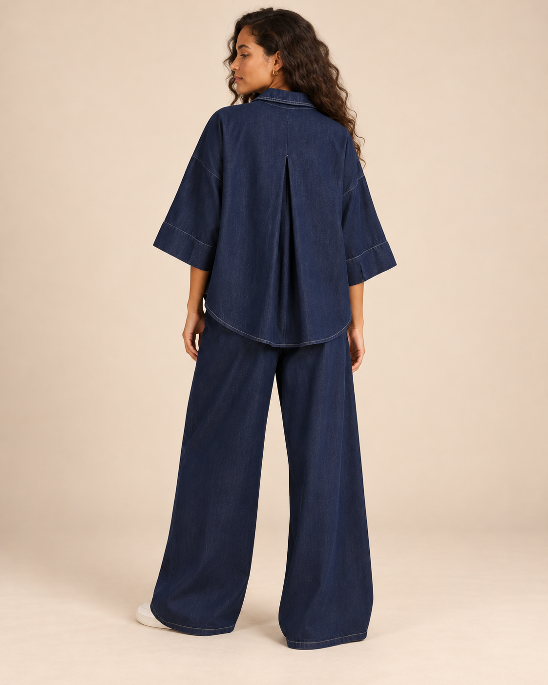 ENSEMBLE CHEMISE EN JEAN PANTALON LARGE