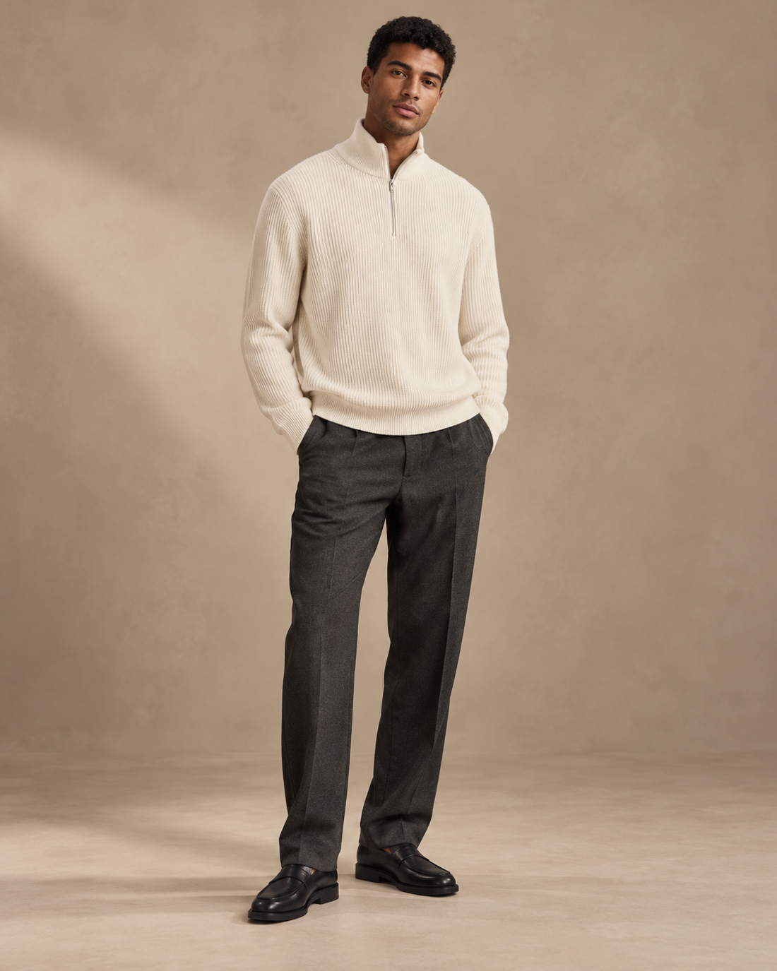 PULL COL MONTANT EN MAILLE DEMI-ZIP